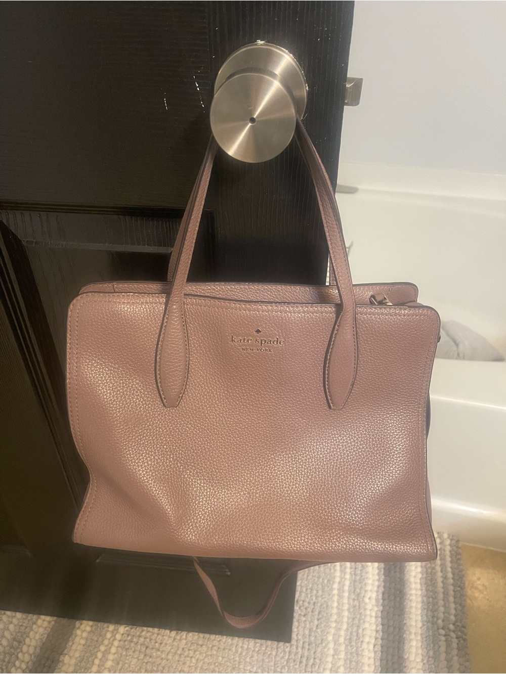 kate spade dusty mauve pebbled leather tote